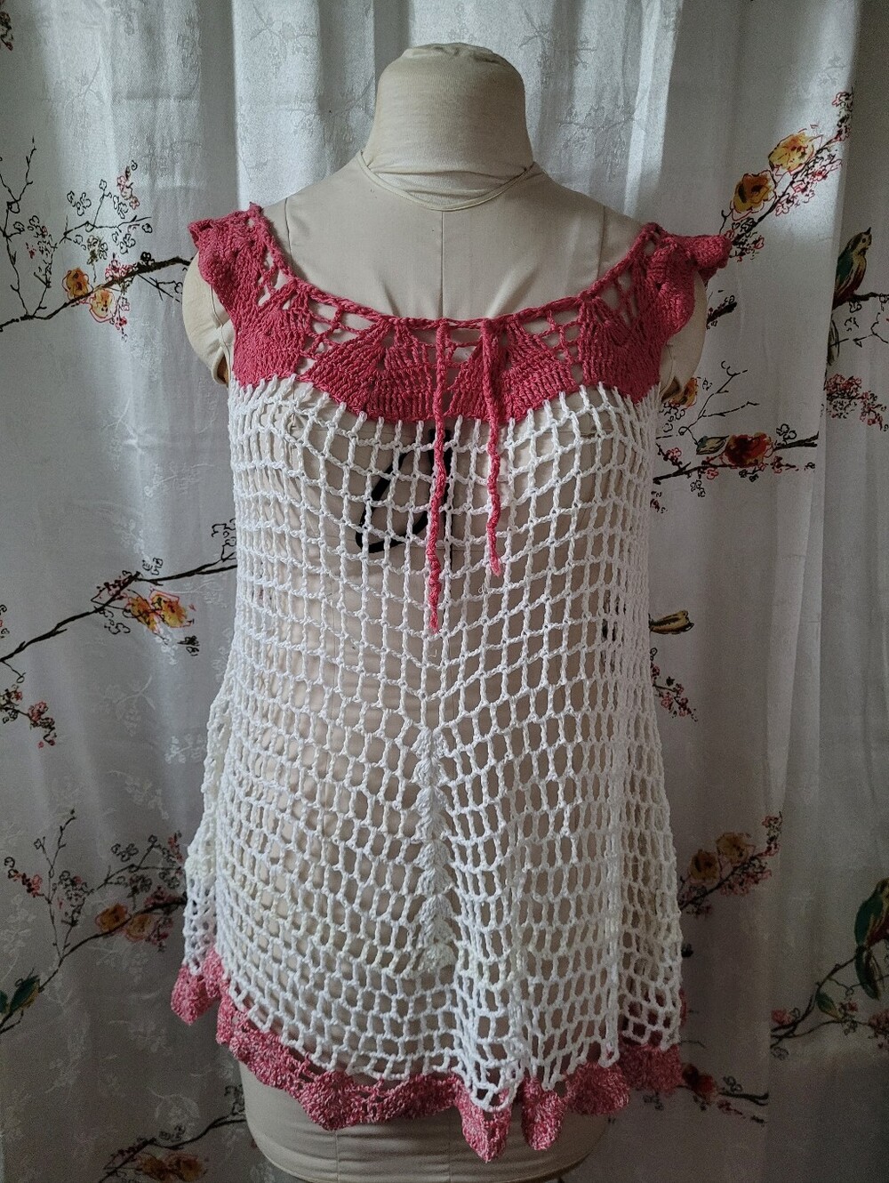 Bundle Of 3 Handmade Crochet Open-Weave Boho Coverup Dress Top